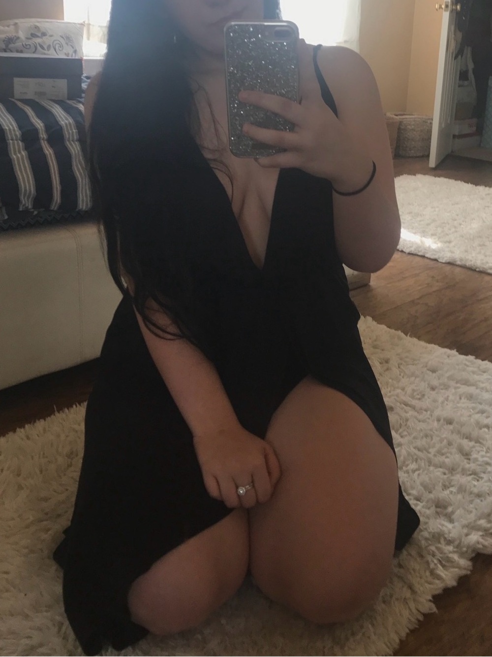 ASOS Black V-Neck Midi Beach Dress with thigh high slit and Spaghetti Straps